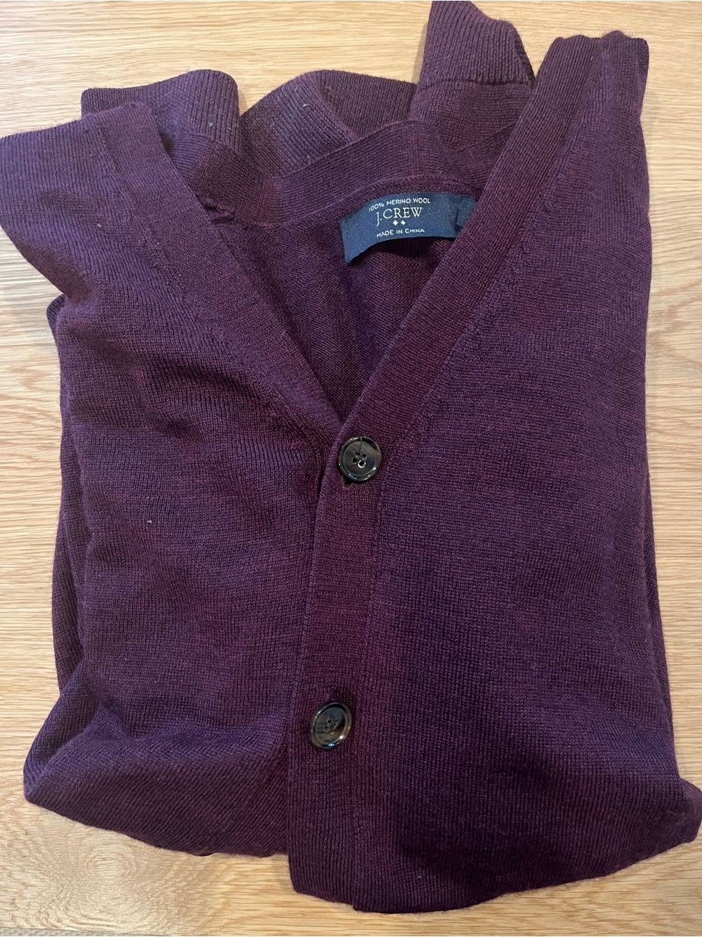 J. Crew Men’s Merino Wool Cardigan - Plum